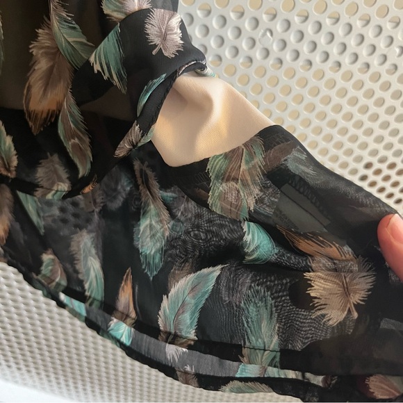 audrey 3 + 1 (boutique brand) mini-dress or top Size XS-S in Black feather GUC - Picture 5 of 9